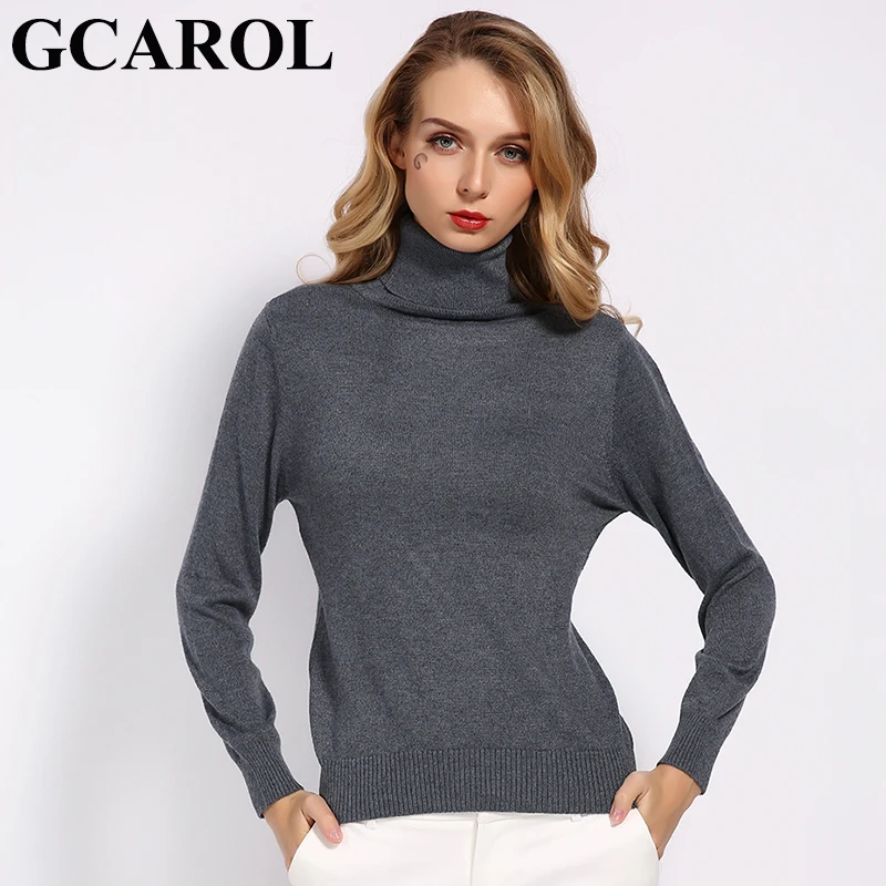 Женский вязаный свитер GCAROL теплый джемпер стрейч с воротником-хомутом для разных