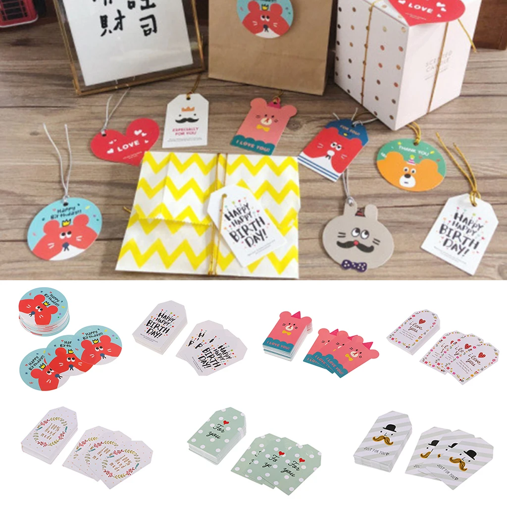 50 шт. цветные бумажные бирки с рисунком этикетки в форме медвежонка многоцелевые