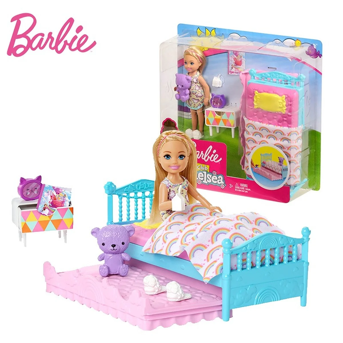 

Original Barbie Chelsea Doll Boneca Baby Bed Time Feature Rainbow Mermaid Good Night Toys for Children Birthday Dolls Girls