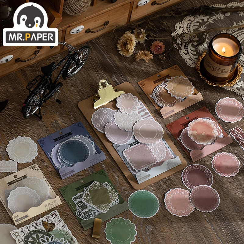 

JIUMO 6 Designs Oulei Poem Series Lace Sticker Pack 30 Pieces Creative Hand Account Decoration Collage DIY Material Sticker