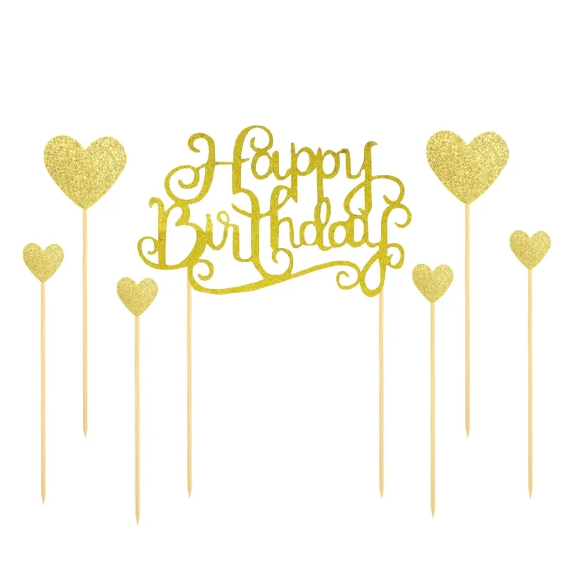 

Набор из 7 блестящих искусственных звезд и сердца, украшение для торта на день рождения