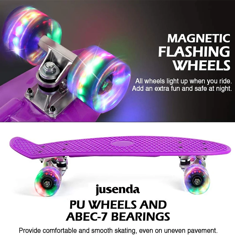 

Jusenda 22inch Fish Board Mini Cruiser Skateboard Children Scooter Longboard Skate Boards Retro Penny Board Wheel Truck Bearings