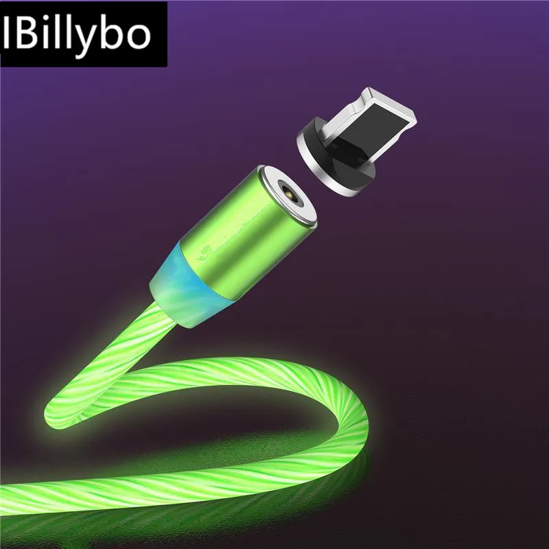 Светодиодный светящийся Магнитный зарядный кабель быстрая зарядка Micro USB Type C для