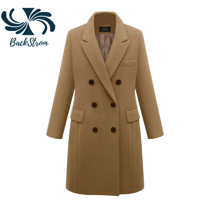 Женское длинное шерстяное пальто backдополнительный Размер 4XL Осень зима