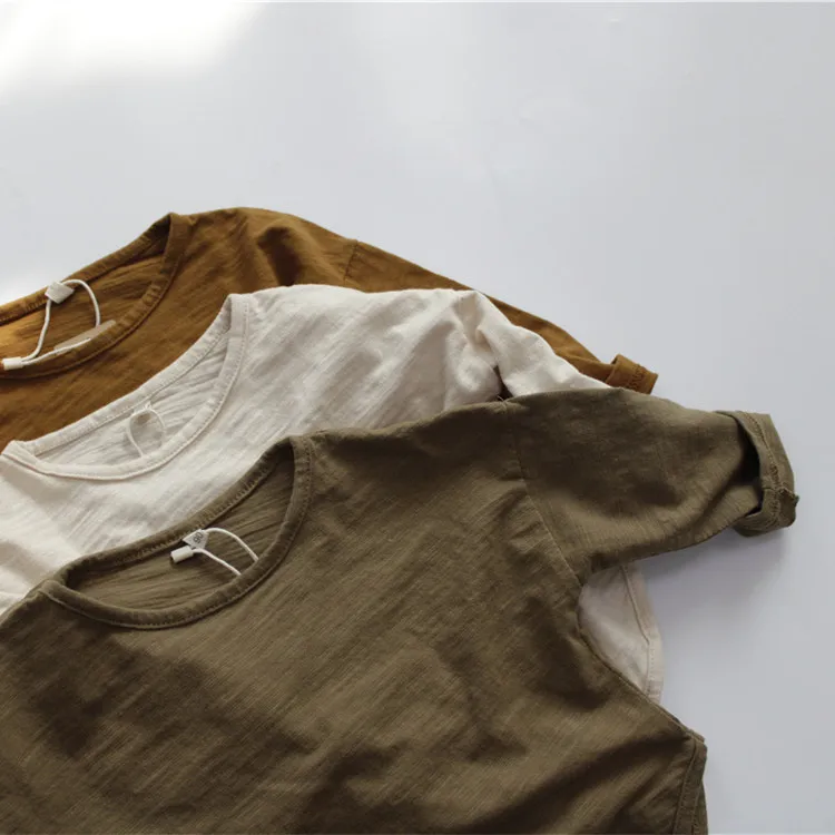 

2021 spring children's long-sleeved T-shirt loose baby boy solid color casual fashion all-match children's top