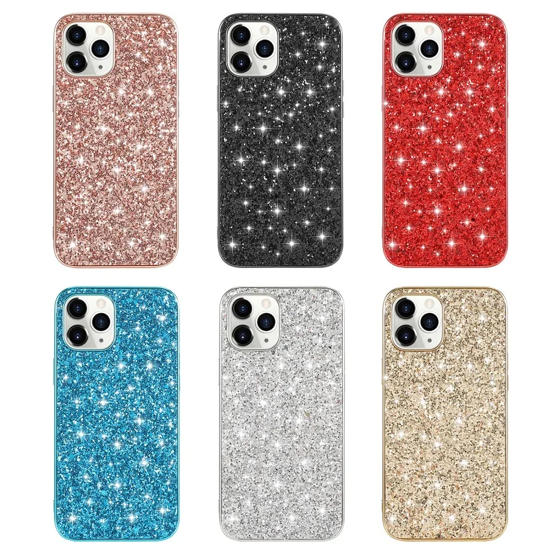 for apple iphone 12 pro max case luxury hard pc shining glitter slim protective back cover case for iphone 12 12pro 12max free global shipping