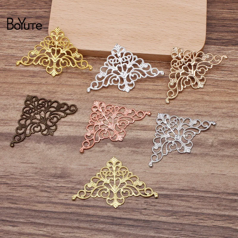 

BoYuTe (50 Pieces/Lot) 32*50MM Metal Brass Flower Filigree Findings Diy Hand Made Jewelry Accessories Parts Wholesale