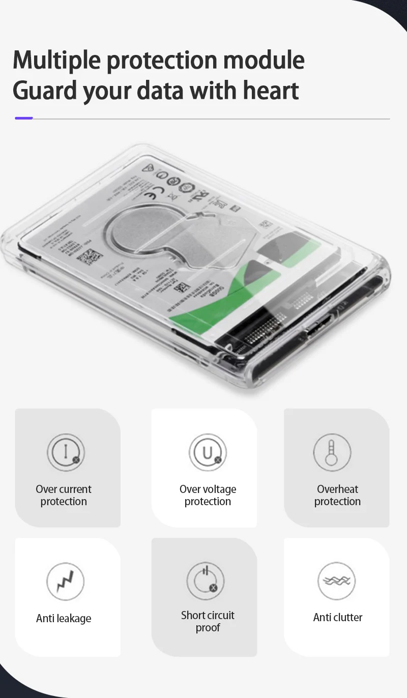 

SSD External Hard Drive Enclosure 2.5 Inch SATA To USB3.0 UASP Portable Hard Drive Case Max 2T Hard Drive Enclosure