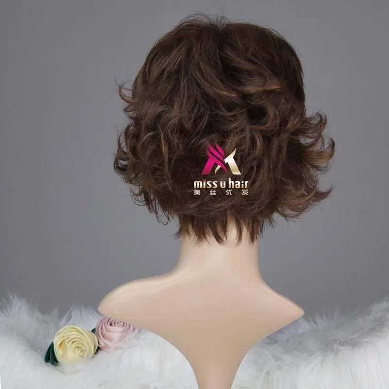 Синтетический короткий вьющийся коричневый парик для взрослых косплея женские