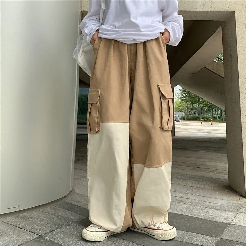 

Japanese High Street Baggy Pants Women Men Casual Straight Loose Trousers 2022 New Wide-leg Pant with Big Pocket Female