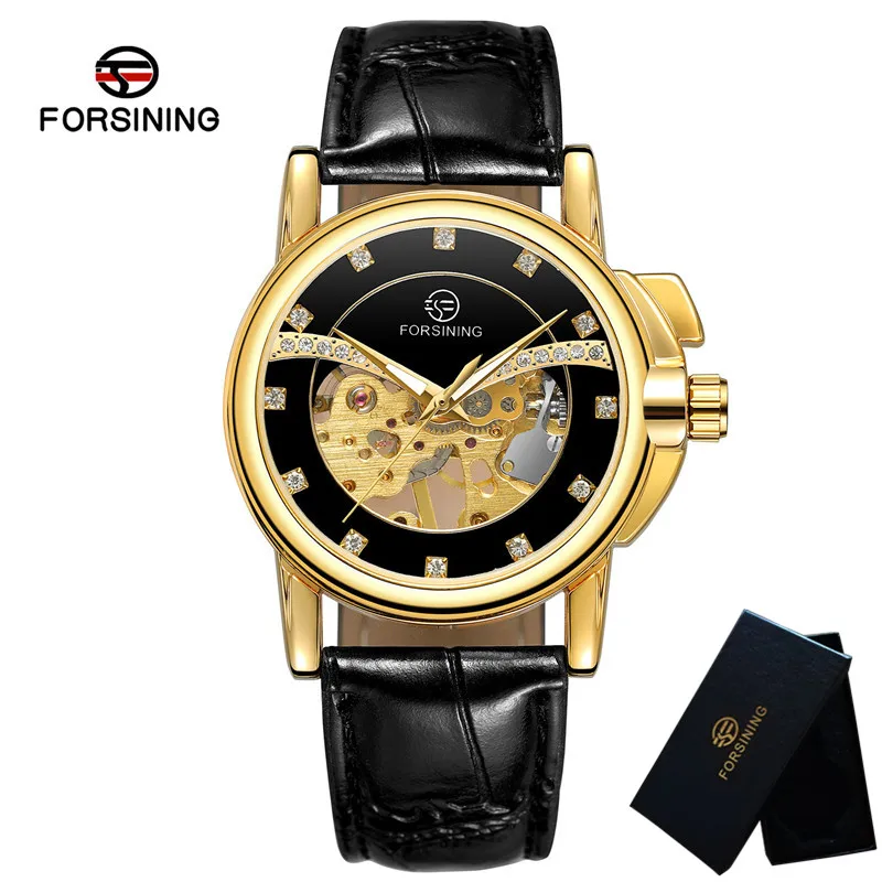 FORSINING женские наручные часы классические лучший бренд класса люкс золотые