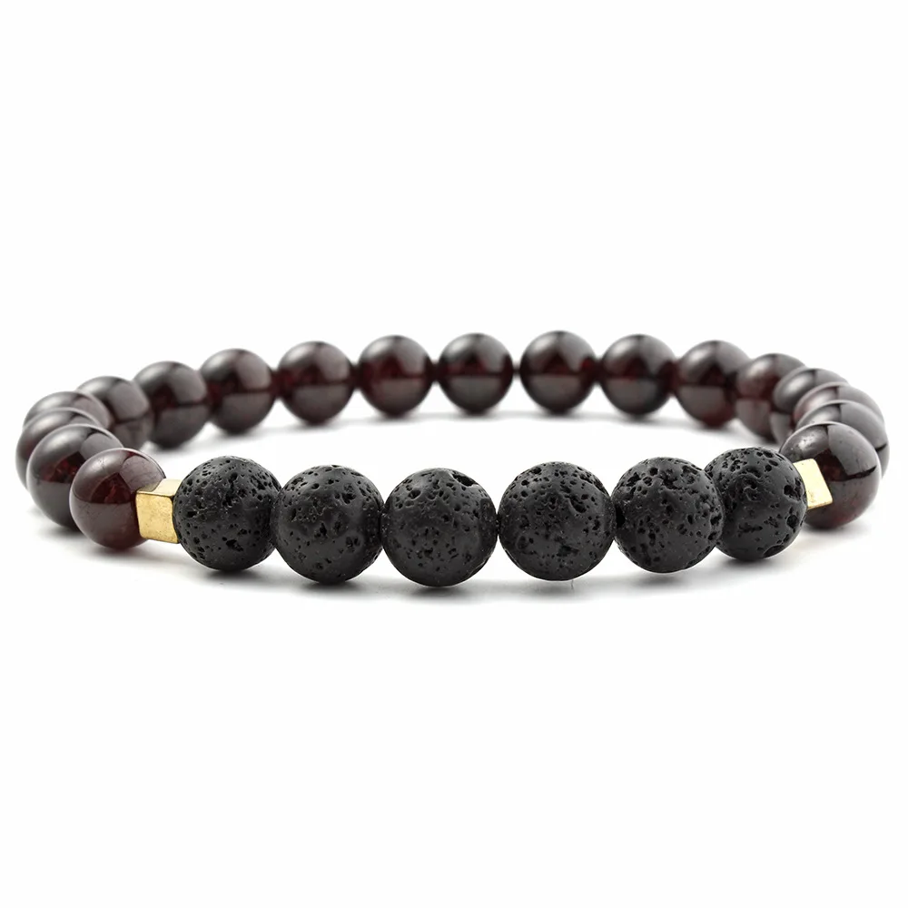 Браслет из лавового натурального вулканического камня диаметром 8 мм-браслет