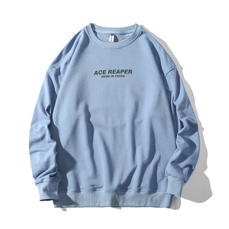 

In the autumn of 2020, the new blue round neck bathroom clothes men's casual loose printing popular brand ins trend Joker