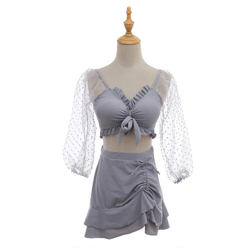 

New Swimsuit Women's Belly Is Thin and Split Conservative Students Soak In Hot Springs Ins Wind Online Celebrity Long Sleeves