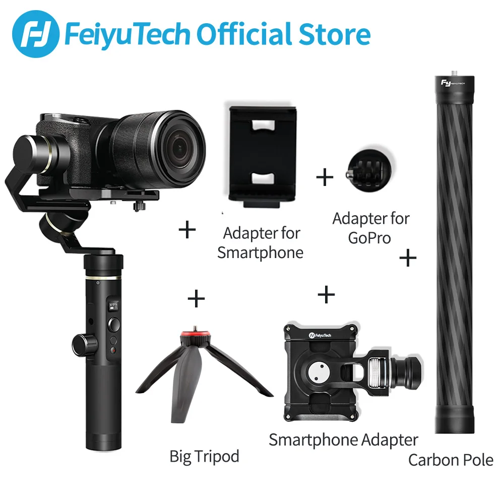 tripod pole adpter FeiyuTech Feiyu G6 Plus 3-Axis ручка брызг карданный Стабилизатор Для беззеркальных карман Камера экшн-Камеры GoPro Hero 6 5 смартфон - Цвет: tripod pole adpter