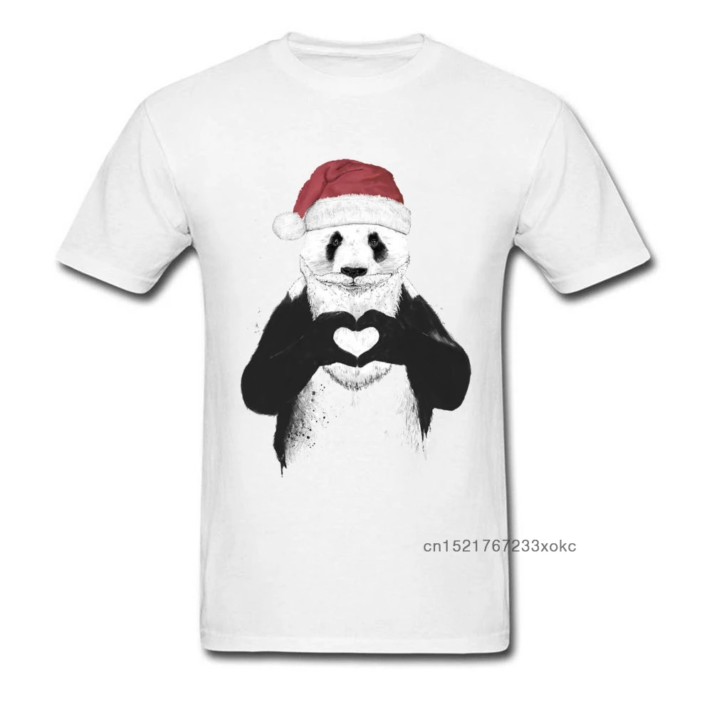 Футболка мужская с Санта пандой Повседневный хлопковый топ в стиле ретро принтом