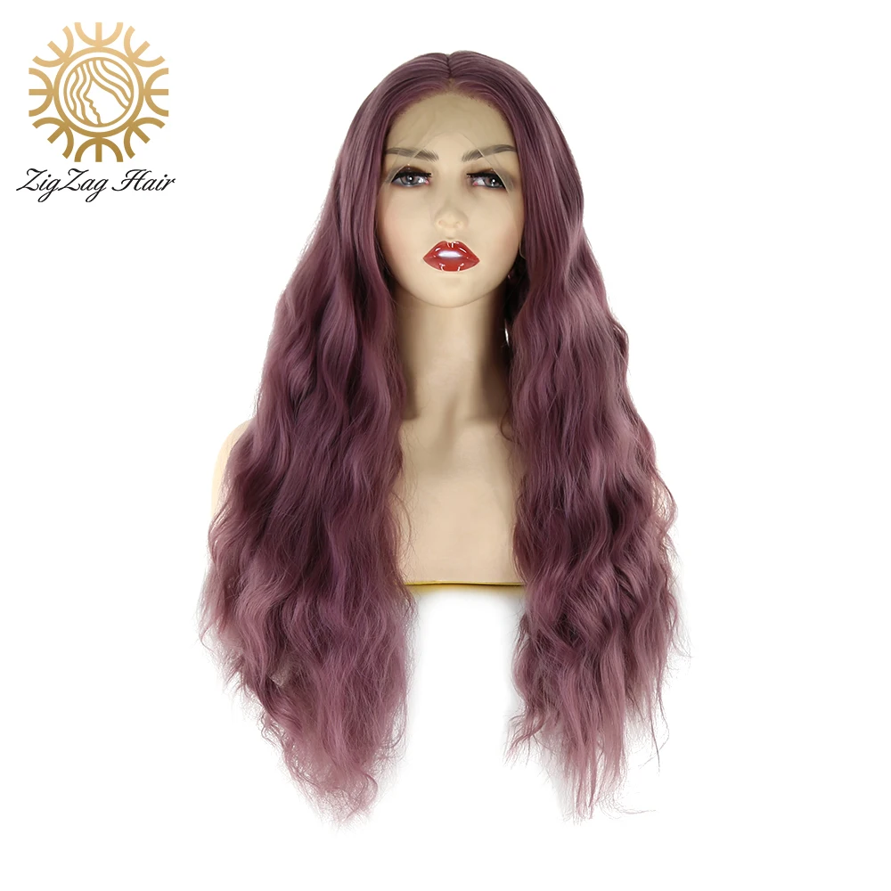 Пурпурно коричневый синтетический кружевной передний парик BTWTRY водостойкие