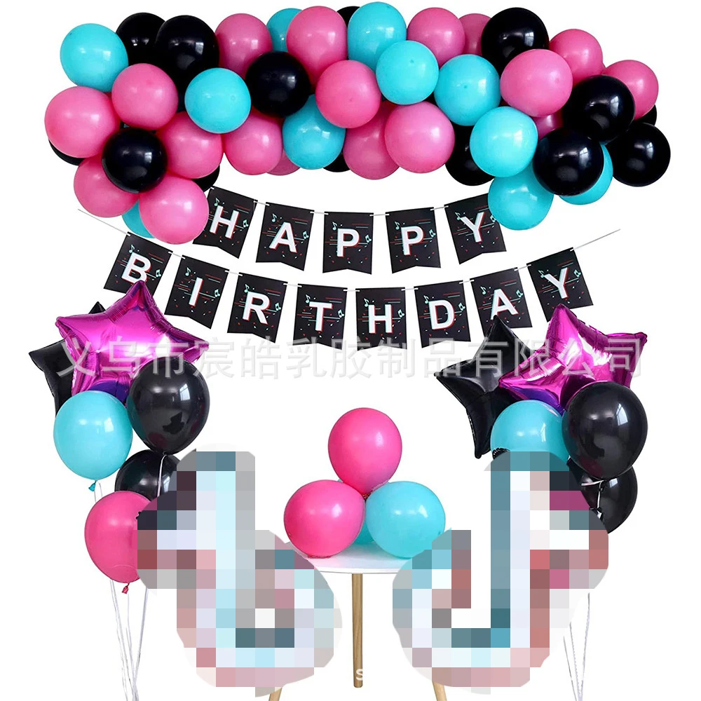 

Party Supplies Theme Music Note Latex Balloon Happy Birthday Banner Party Decoration Music Logo Decoration