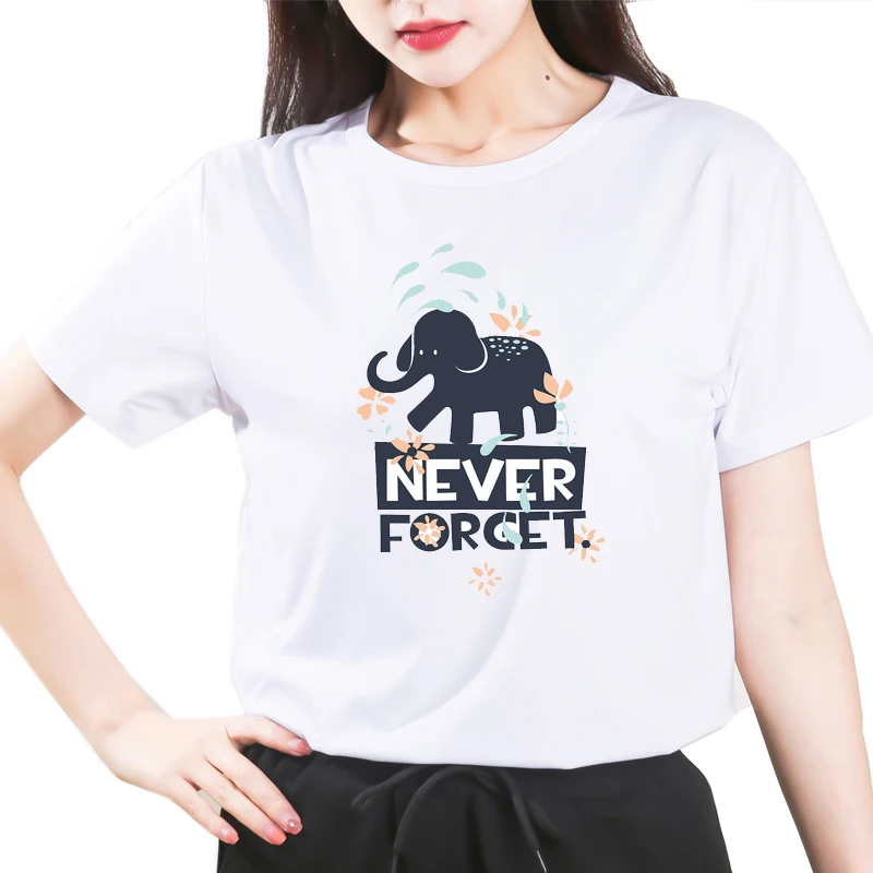 

2021 Elephant airball print tshirt women casual short sleeve o neck tee tops for female cartoon cute t-shirts femme clothings