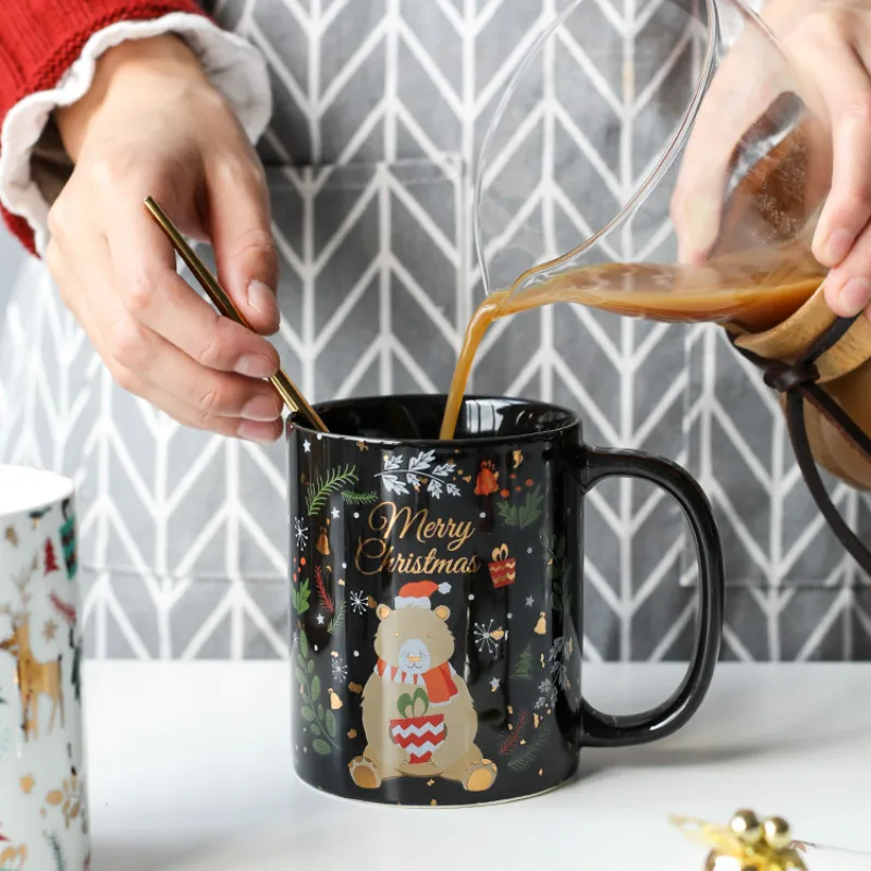 Рождественская керамическая кофейная кружка современный подарок милая Ретро