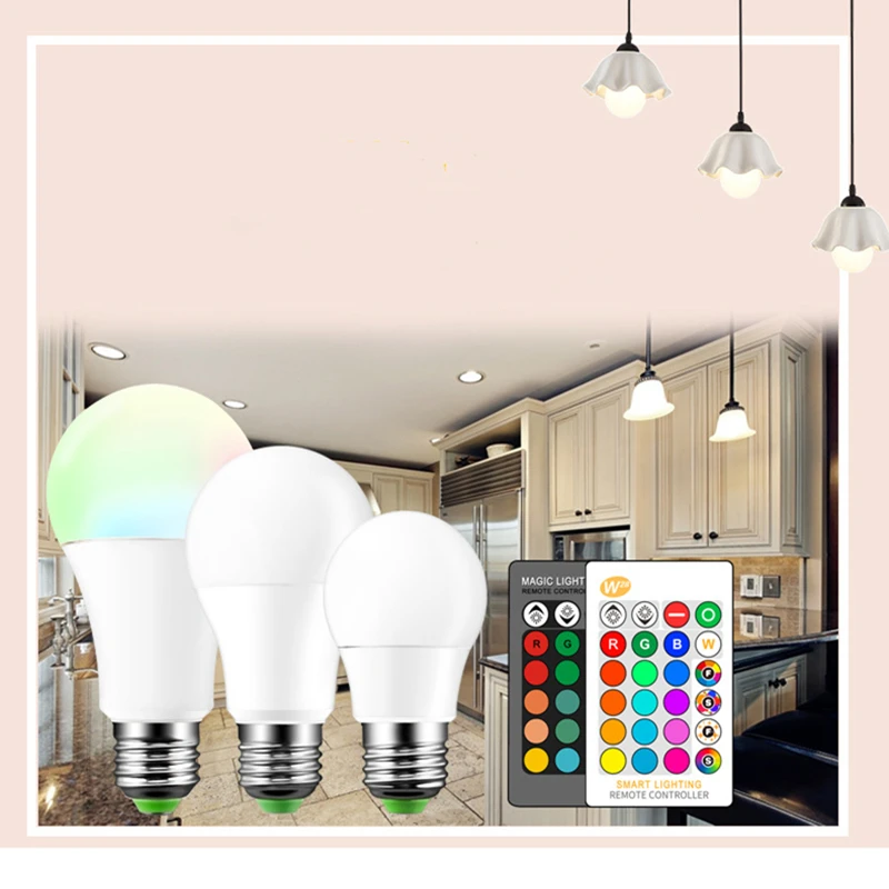 E27 B22 3W 5W 10W 16 Цвета волшебный RGB светодиодный лампы AC85 265V + умный светильник лампа с