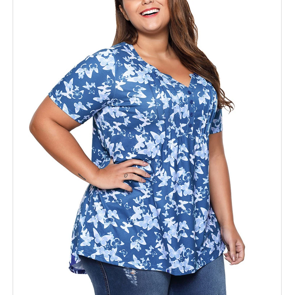 Большие размеры блузка с цветочным принтом большие женские рубашки модные топы