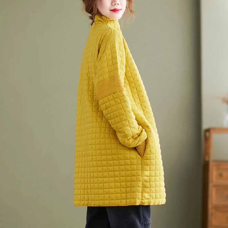 Women's Lightweight Cotton-Padded Jacket Ladys Mid-Length Jacket Korean Loose Cotton-Padded Coat New Quilted Jacket Fall Winter