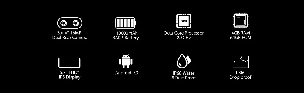 Мобильный телефон Blackview BV9500 Plus, Android 9,0, четыре ядра, 5,7 дюймов, Helio P70, 4 Гб ОЗУ, 64 Гб ПЗУ, IP68, водонепроницаемый, 4G, смартфон, NFC, OTG
