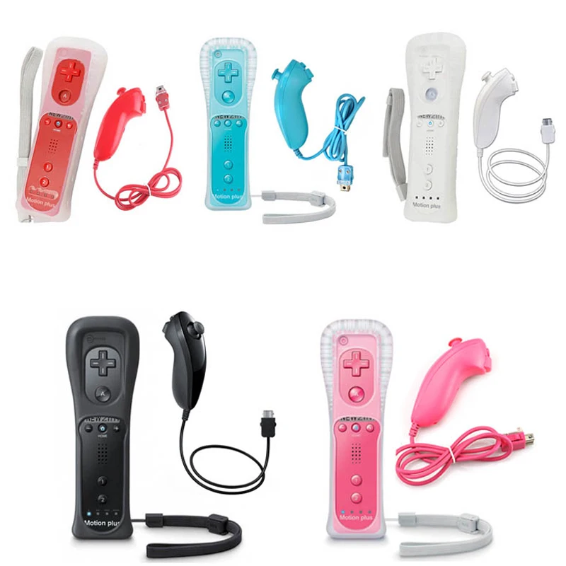 

2 in 1 Motion Plus Wireless Remote Controller Nunchuk for Nintendo Wii Nunchuck Built-in Motion Plus Gamepad with Motion Sensor