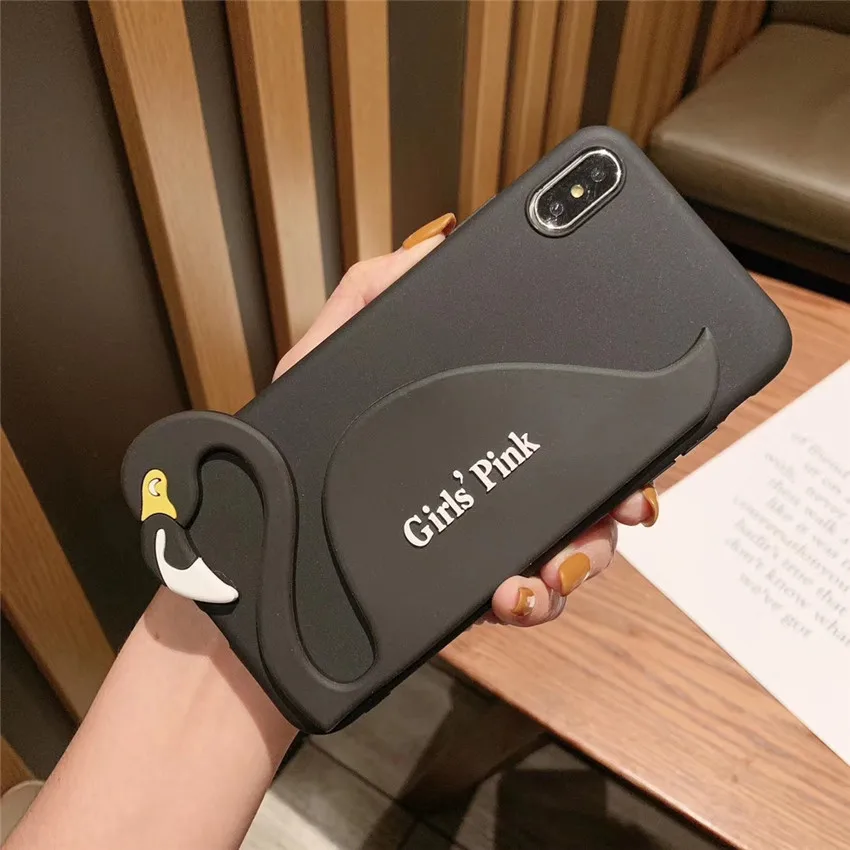 Розовые чехлы с фламинго для девочек телефонов Etui iPhone 7 Apple мягкий силиконовый