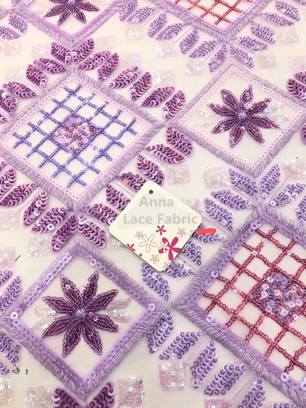 

Anna purple french net lace sequin fabric 2021 high quality embroidered african tulle laces nigerian fabrics 5 yards for dresses