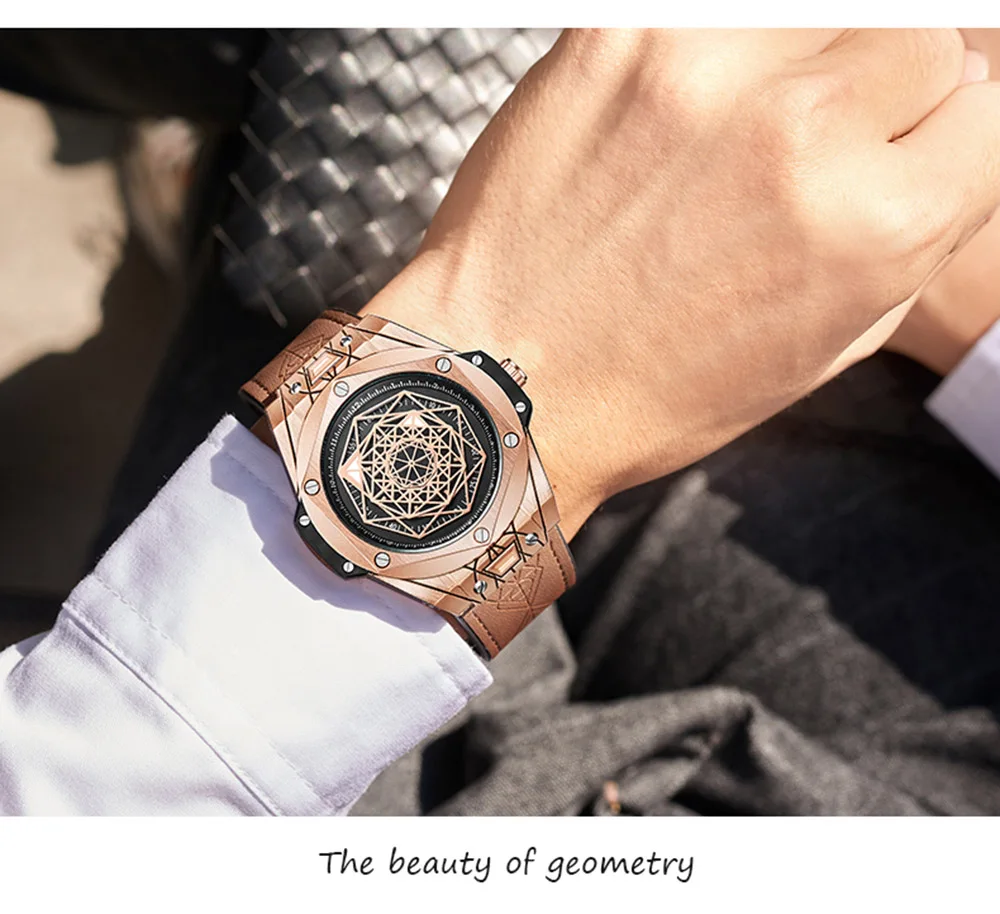 

ONOLA ON3810 Man Quartz Watch Business Wrist Watch Rose Gold Band Water Proof Character Perfect Leather Men