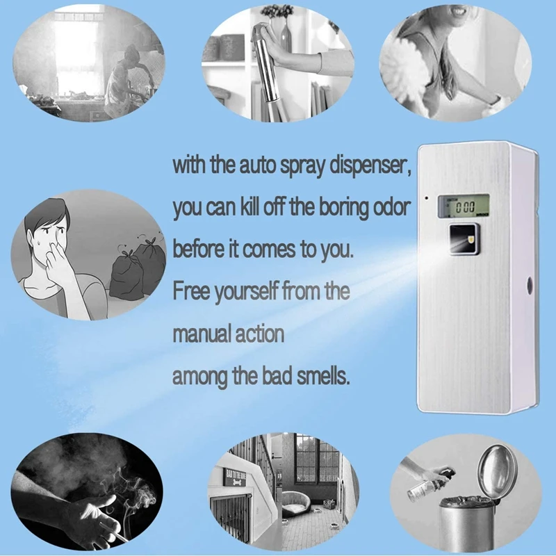 

Free Standing Wall-Mounted Home Odor Neutralizing Automatic Air Freshener Fragrance Aerosol Spray Dispenser