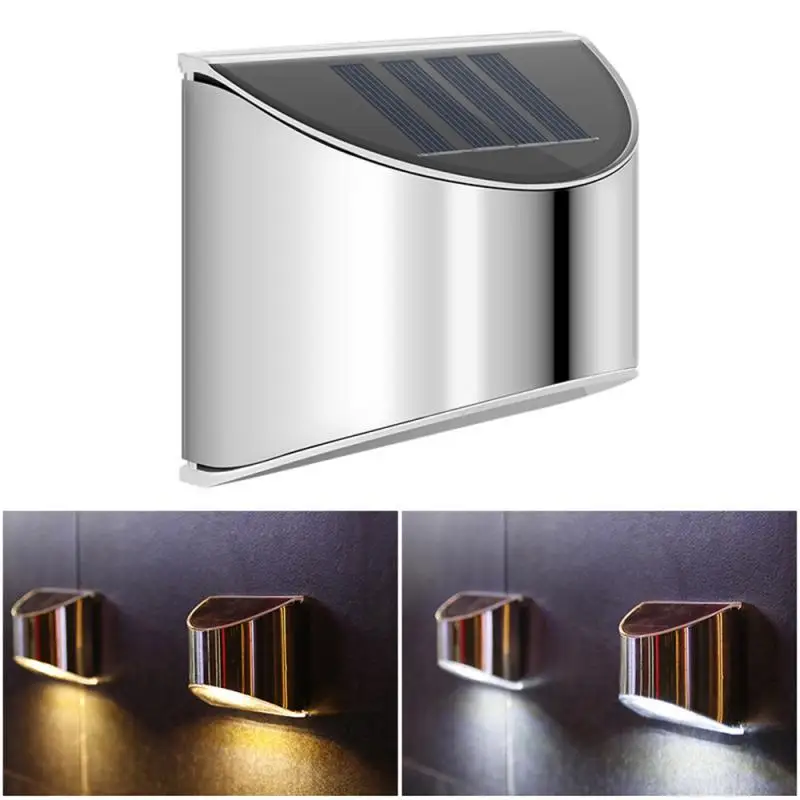 

2PC Solar Light Stair Step Light Stainless Steel Simple Pane Wall Light Waterproof Wall Light Outdoor Street Light Garden Light