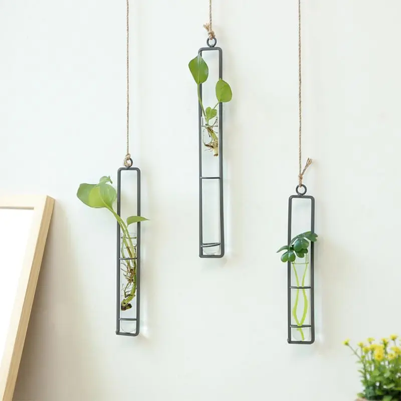 

Clear Glass Test Tube Hanging Glass Planter Bud Flower Vase Terrarium Container for Home Decoration Green Plants Wedding