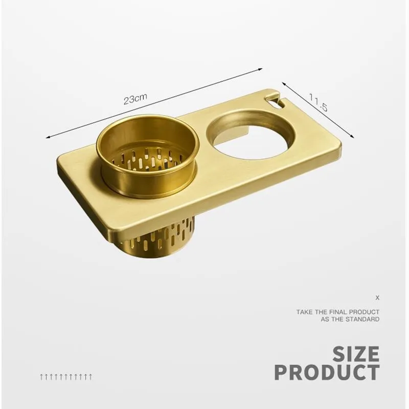 Nail or Free Bathroom Shelf Cosmetic Rack Brushed Gold Bath Hair Dryer Holder Wall Mounted Aluminum | Обустройство дома