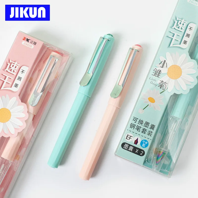 

Набор перьевых ручек JIKUN EF перо, быстросохнущая ручка для каллиграфии с одноразовыми сменными синими чернилами
