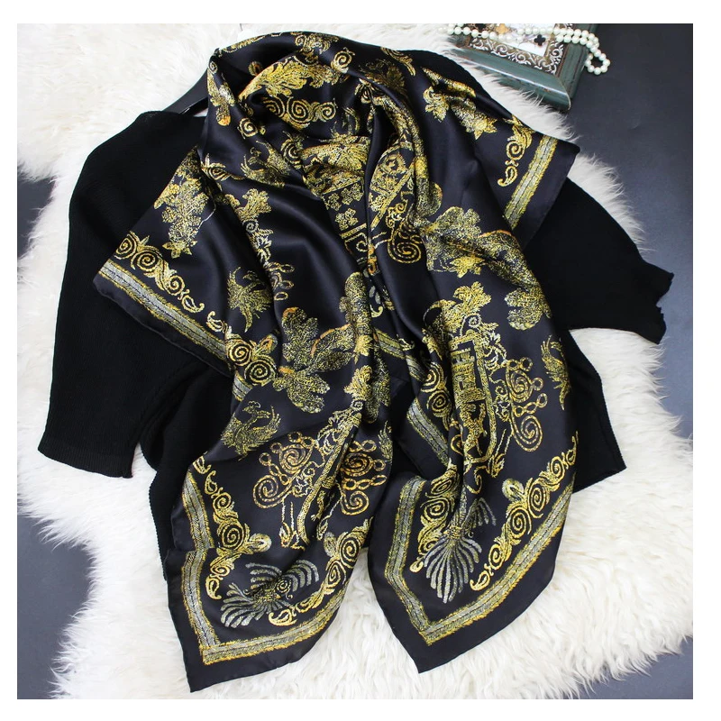 Большой квадратный шарф из натурального чистого шелка модный шейный платок