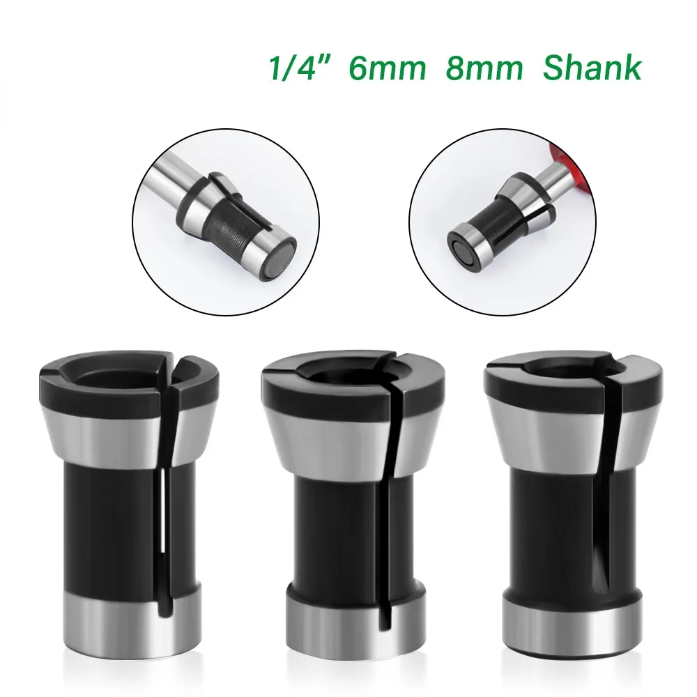 

1/3PCS Collets 6.35mm 8mm 6mm Collet Chuck Engraving Trimming Machine Electric Router Milling Cutter Woodworking tools