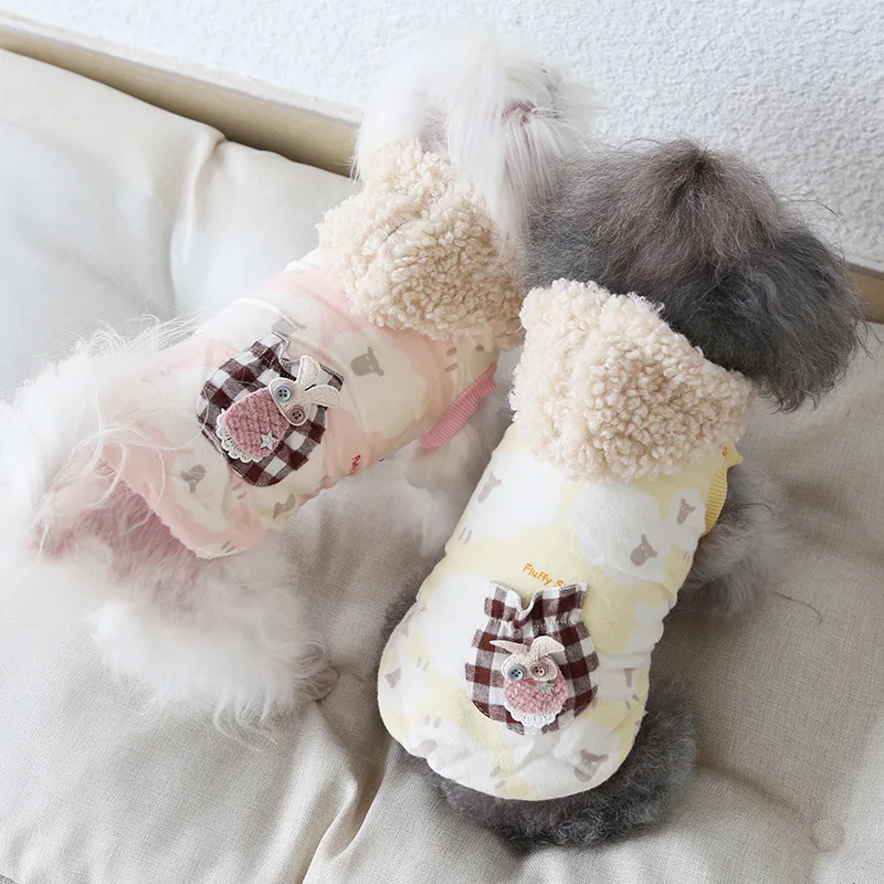 Одежда для собак жилет с овечьей сеткой кошек и зимняя теплая куртка домашних