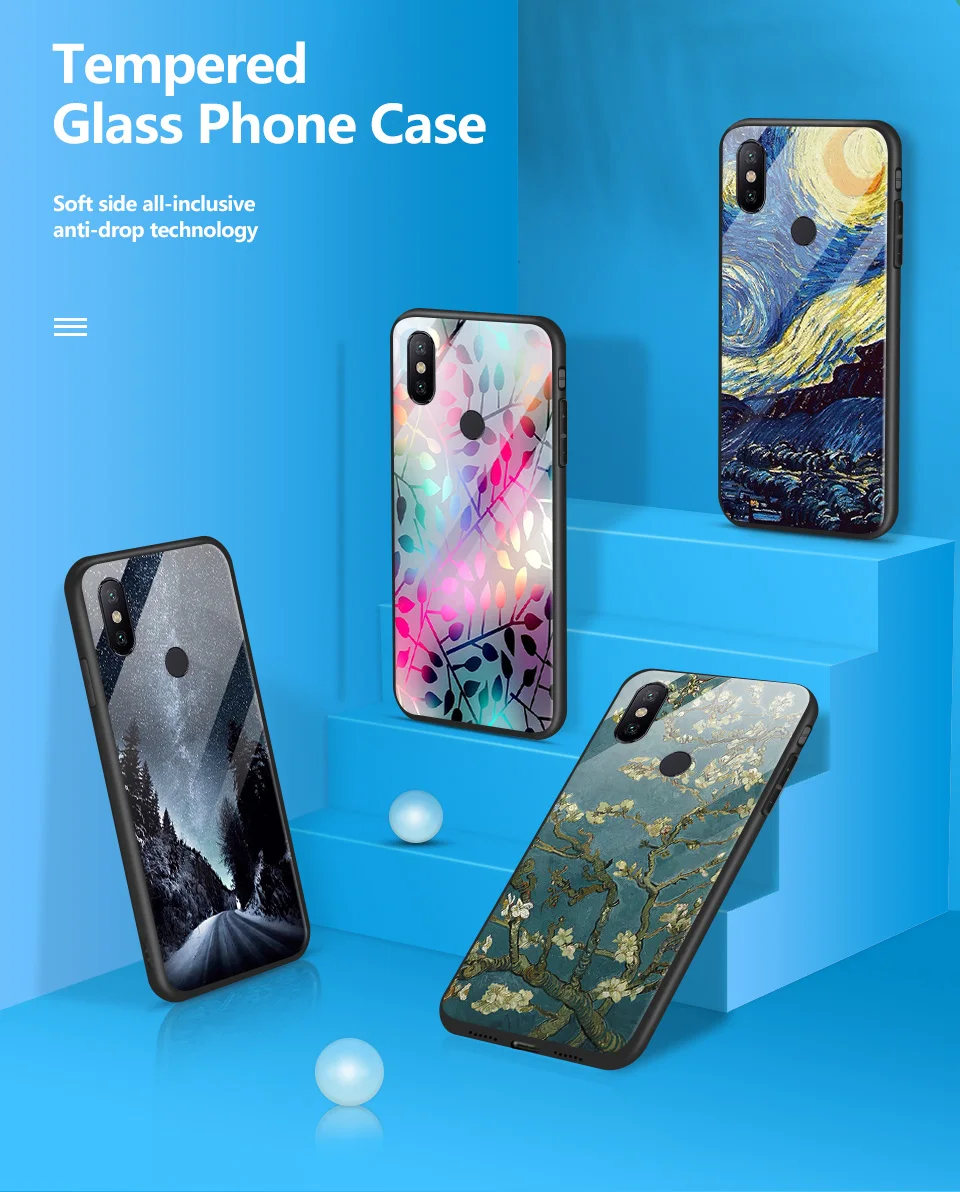 Чехол из закаленного стекла для Xiao mi A1 A2 A2Lite Edge Cover для Xiaomi mi 6 6X для задней крышки, Твердый чехол с полной защитой звездного цвета