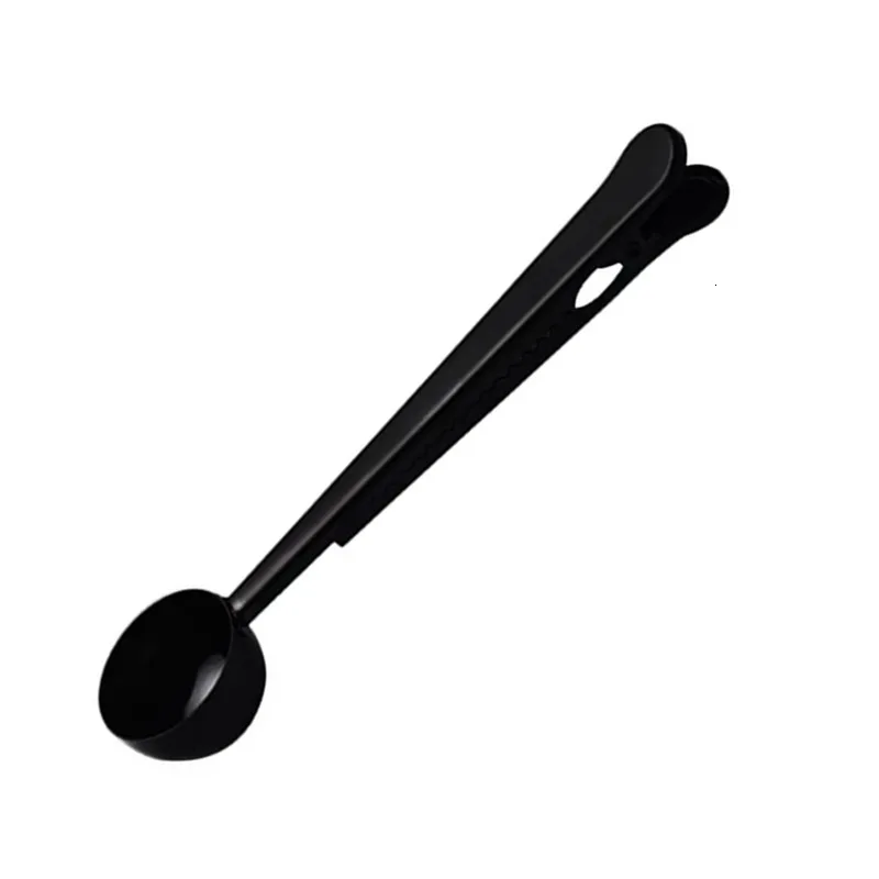 Black Soffe, ложка для кофе из нержавеющей стали, совок, порошок для уплотнения, зажим, измерительная функция, ложка для чайного порошка, кухонные принадлежности - Цвет: Black