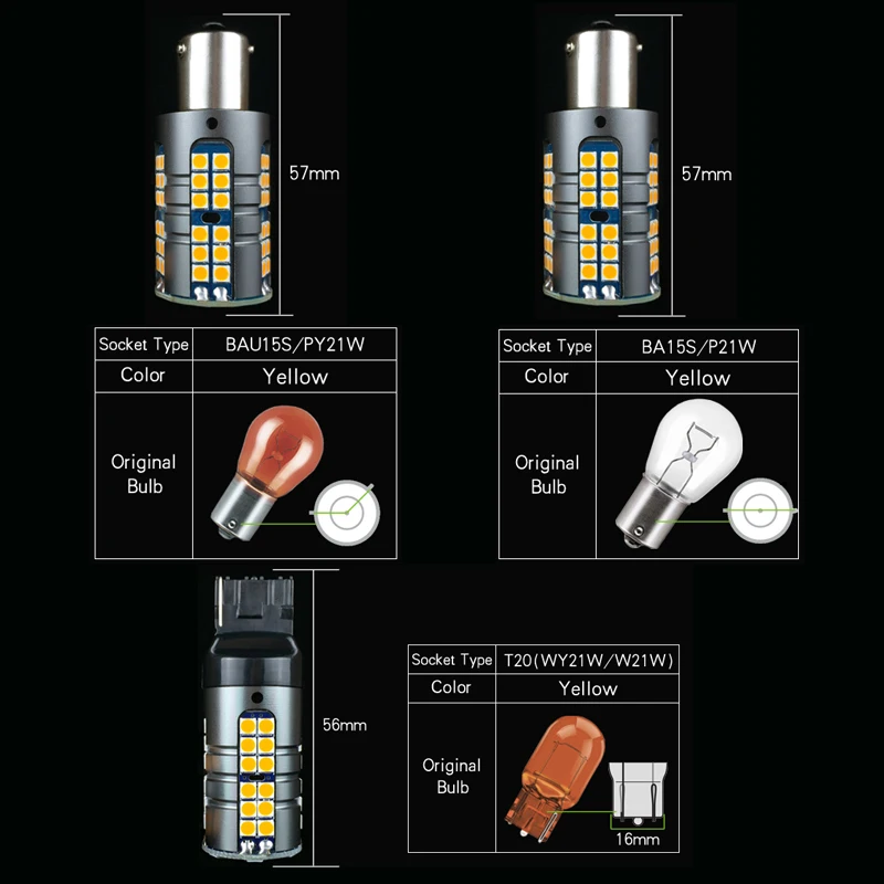 2x Car Canbus LED Turn Signal Light PY21W BAU15S P21W BA15S WY21W Bulb Lamp For Honda civic crv fit accord 8 smax Insight | Автомобили и