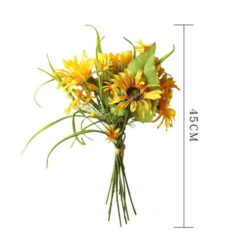 

Ins Style Sunflower Simulation Bouquet Wedding Holiday Foam Plant Material Eva Feel Green Decoration Flower Fake Q6V4