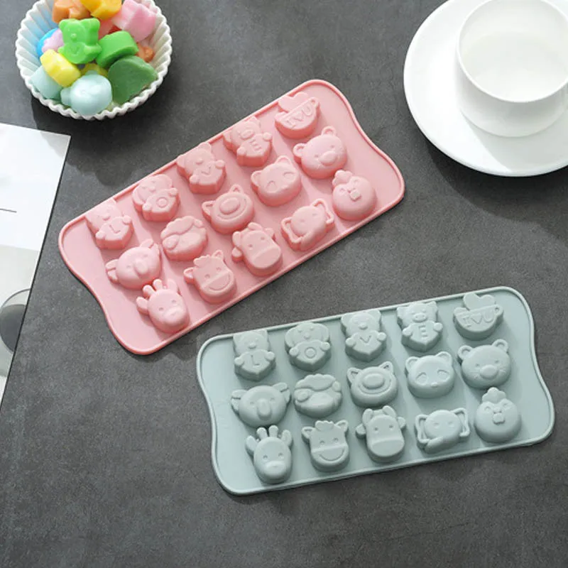 Силиконовая форма в виде поросенка с мультяшными животными 15 видов силиконовая