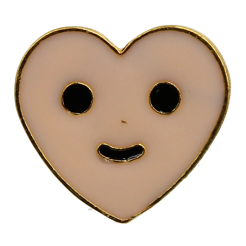 Милая брошь в форме сердца значок со смайликом булавка золотого лацкана подарок