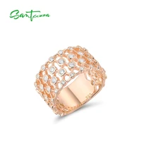 santuzza silver ring for women genuine 925 sterling silver rose gold color hollow sparkling cz engagement anillos fine jewelry