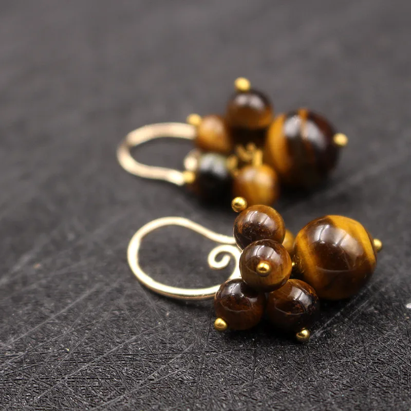 tiger eye Yanting висячие серьги ручной работы с натуральными камнями этнические массивные серьги женские подарки для женщин Красочные Brincos Новинка - Окраска металла: tiger eye