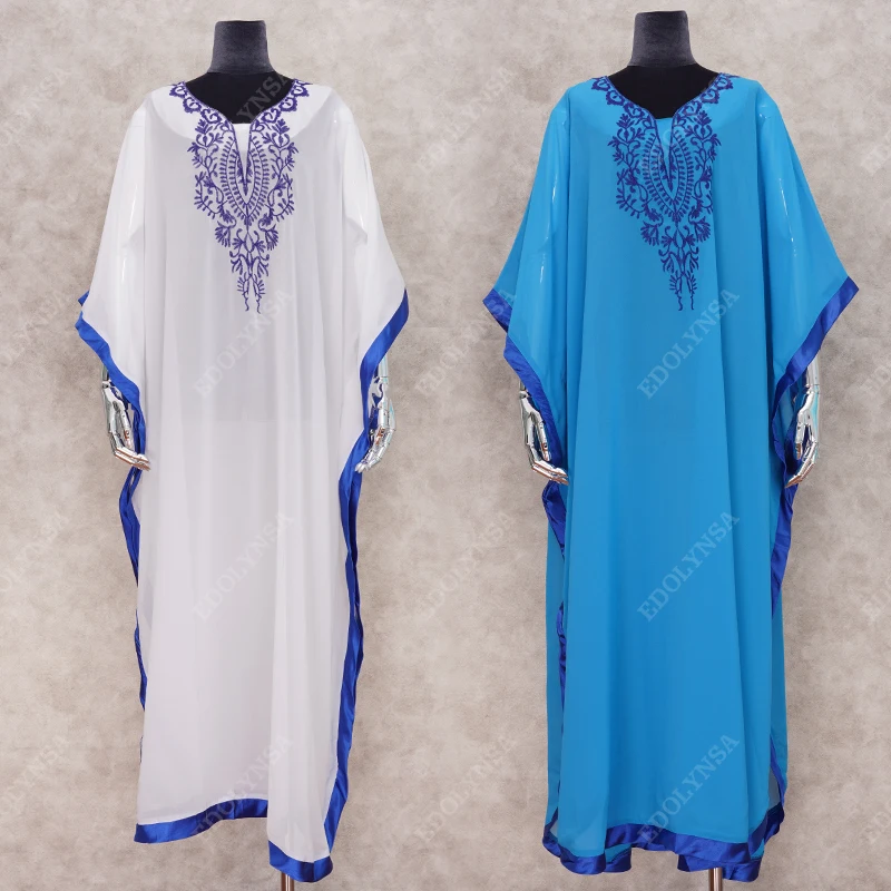 2021 размера плюс с вышивкой летняя пляжная одежда Шиф кафтан Женская туника