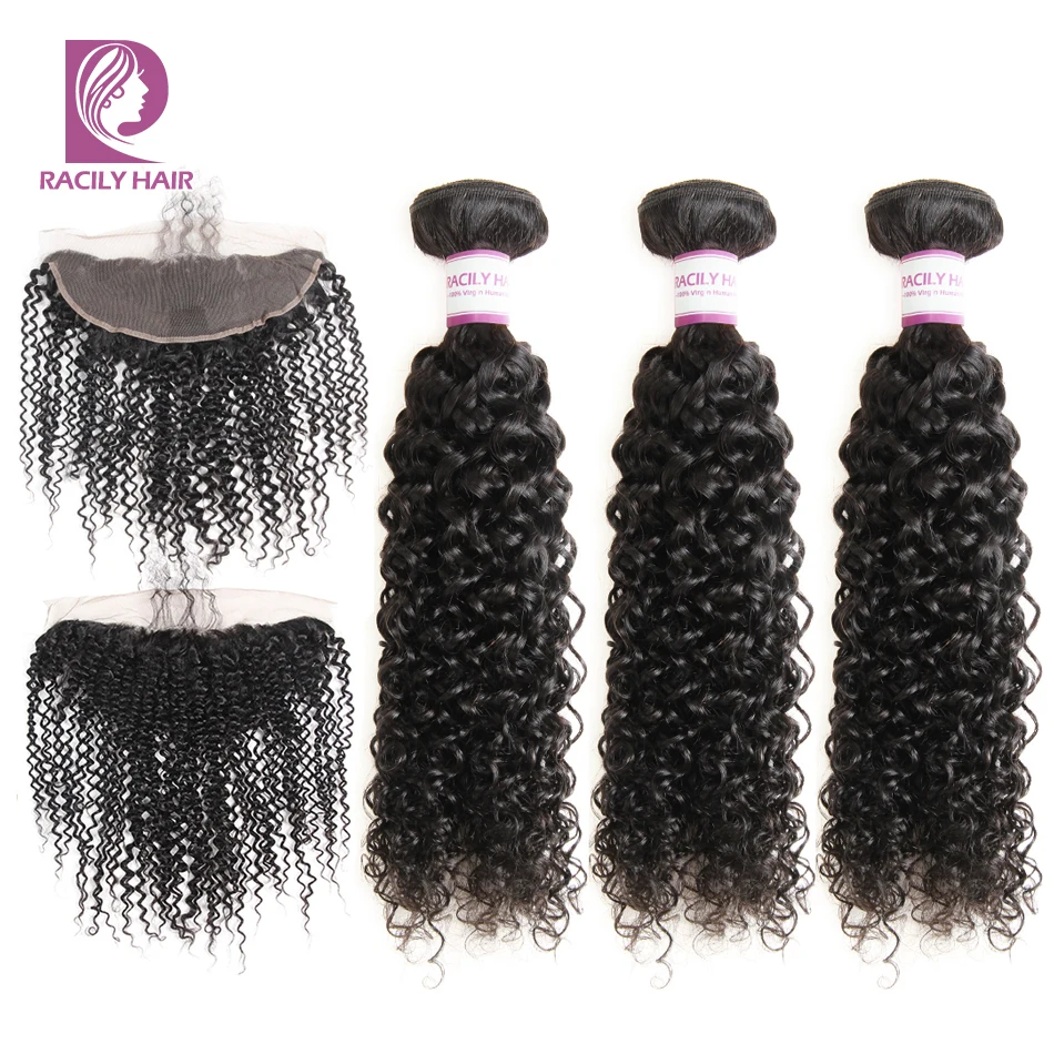 Волосы Racily перуанские волосы волнистые пучки с кружевной фронтальной застежкой